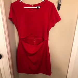 Express red mini-dress with waist cut-out